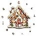 Jollitot Wooden Christmas Puzzles Adults, Christmas Gingerbread House Wooden Puzzles 250 Pieces, Unique Animal Shaped Wood Challenging Jigsaw Puzzles Gifts for Adults, 13.4x13.2in