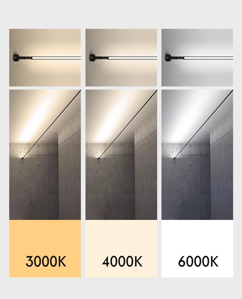 Moderna Corridoio Lampada da parete Lineare LED Skyline Camera da letto Luci di linea COB Applique da parete Interni Strisce Acciaio inox Lampada da Comodino Regolabile per Soggiorno Scale (4000K,5M)