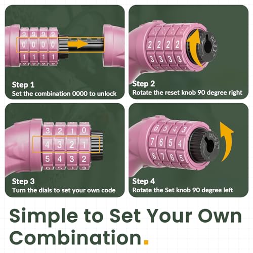 Titanker Bike Lock, Bicycle Lock 4 Feet Cable Lock 1/2 Inch Resettable Bike Lock Combination with Mounting Bracket, Bike Accessories for Bicycle, Electric Scooter, Motorcycle - Image 5