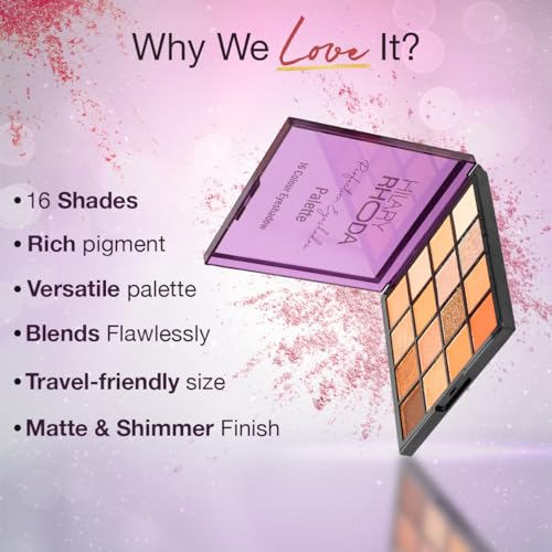 Hilary Rhoda Perfection Eyeshadow Palette|Highly Pigmented Eyeshadow Palette|Matte&Shimmer Finish|Long Lasting Eyeshadow For Women|Blendable Eyeshadow|20.8G|16 Shades (Shade... - Image 4