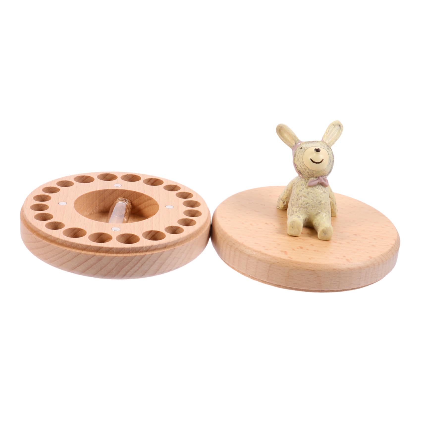 NOLITOY Caja de Recuerdos para Dientes de Leche Tabla de Dientes de Leche de Madera, Color Beige para Niños en Navidad y Año