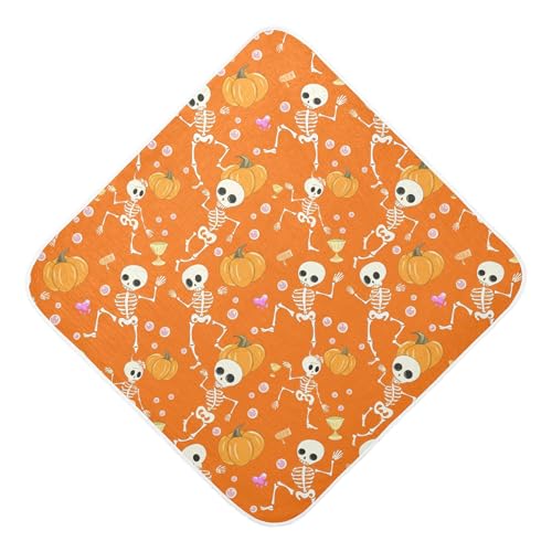 Kigai Baby Hooded Towel Absorbent Baby Bath Shower Towel with Hood for Newborn Boys Girls Babies Infant Toddler (Playful Skeletons 35 x 35 in)