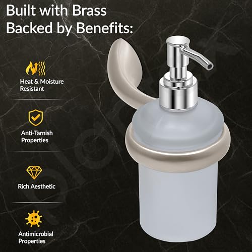 Image of Plantex Smero Pure Brass Handwash Holder for Wash Basin /Liquid Soap Dispenser /Shampoo Dispenser - Effect (Satin Matt)