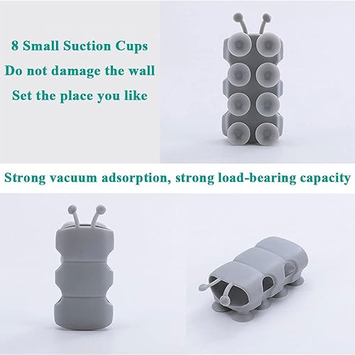 Miniatura 6 de Paquete de 4 soportes para cabezal de ducha con ventosa al vacío, soporte de silicona fuerte y cabezal de ducha impermeable, soporte de ducha de