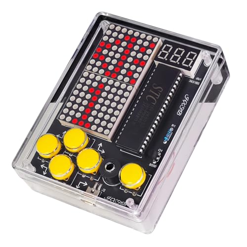 7 Retro Classic Pixel Game Maker DIY Soldering Project Game Console Kit Electronic Practice Solder Soldering Kit and Case, Idea for STEM Education Friends Gifts (Red)