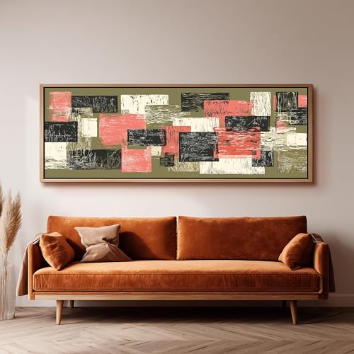 Toile panoramique Mid-Century pour décoration murale grand format au-dessus du canapé