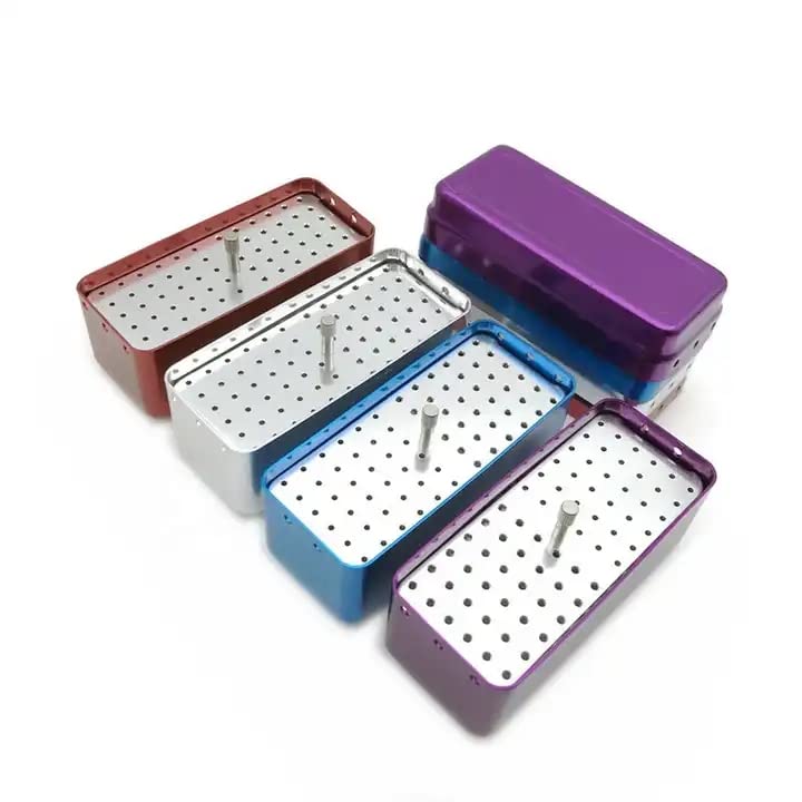 TEPTOARCH 72 Holes Endo Files Aluminum Box Disinfection Sterilizing Storage Case Bur Holder Stand Organizer Box (Blue)