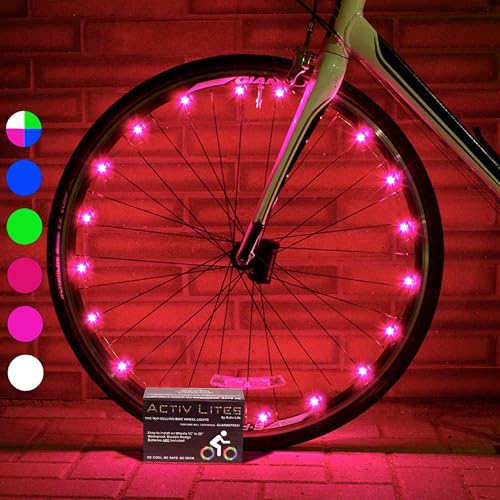 Activ Life LED Bike Wheel Lights: Light Up Your Summer Adventures, 100% Brighter & Visible from All Angles for Ultimate Safety and Style - Batteries Included, Great Gift, 2-Tire Pack, Pink
