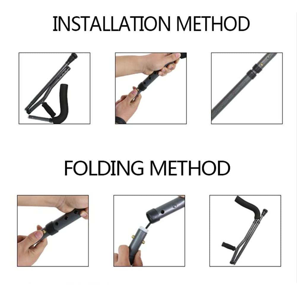 Muletas Ergonómicas en Forma de F para Axilas, Aluminio, Plegables para Caminar para Adultos y Jóvenes, 1 Par