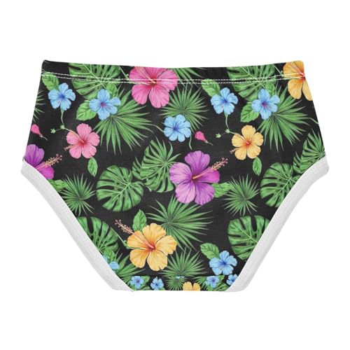 Girls' Underwear, Colorful Hibiscus Flowers Tropical Toddler Girl Briefs, Cotton Girls Underwear, 2T–8 Years2