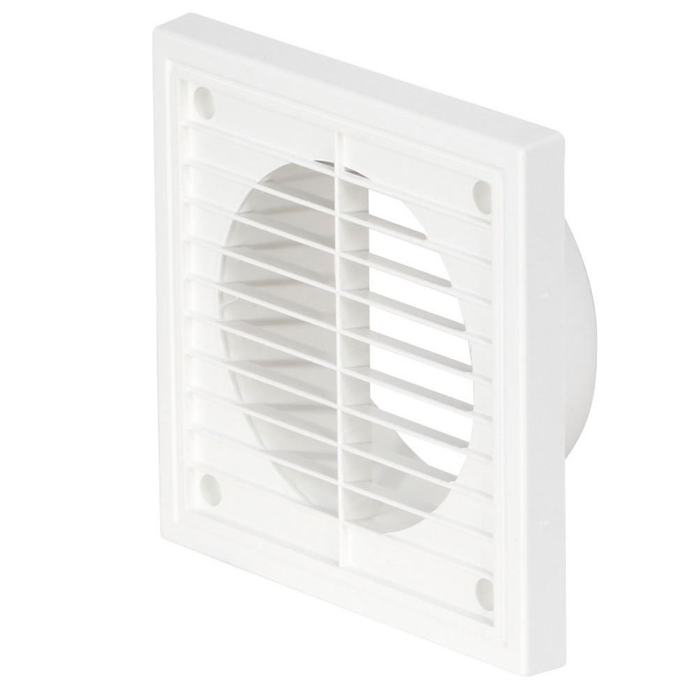 Airflow® External Wall Vent Cover, White Plastic Grille with Flyscreen for 100mm / 4" Ducting, Weatherproof Air Outlet