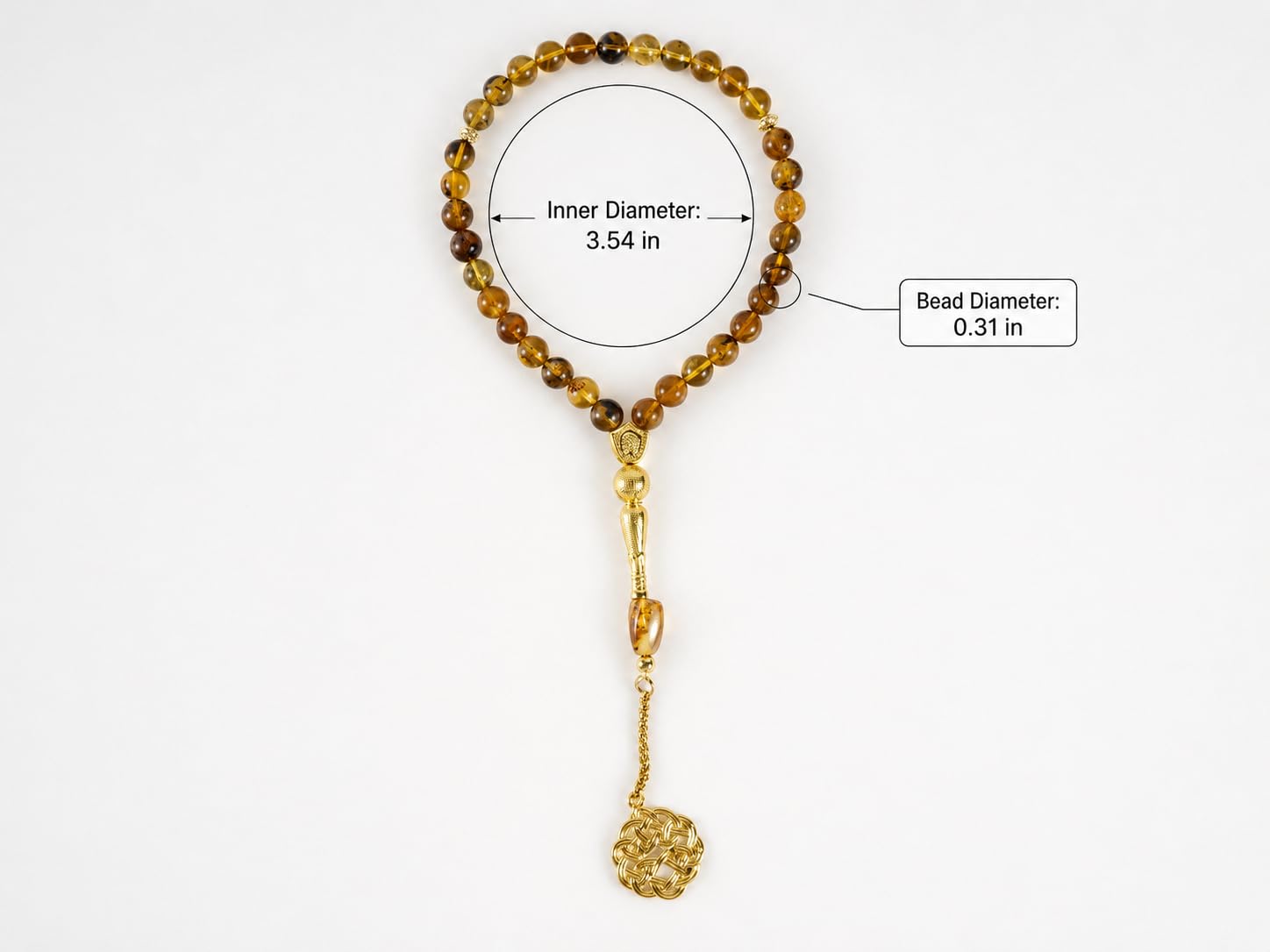 Bernstein Tasbih mit Echtheitszertifikat, 33 Perlen für Männer | Natürliche Amber Misbaha Tesbih, Islamische Gebetskette mit Geschenkbox, Ramadan Eid Hajj Geschenk