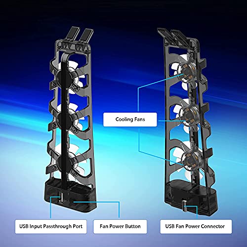 Image of Tobo Dobe PS5 Accessories Cooling Fan with LED Light, Efficient Cooling System,Cooler Fan for PlayStation 5 with 3 Fans Levels and Extra USB Port. TD-312GA