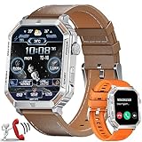 FOXBOX Smart Watch with Leather Band for Men, 1.96