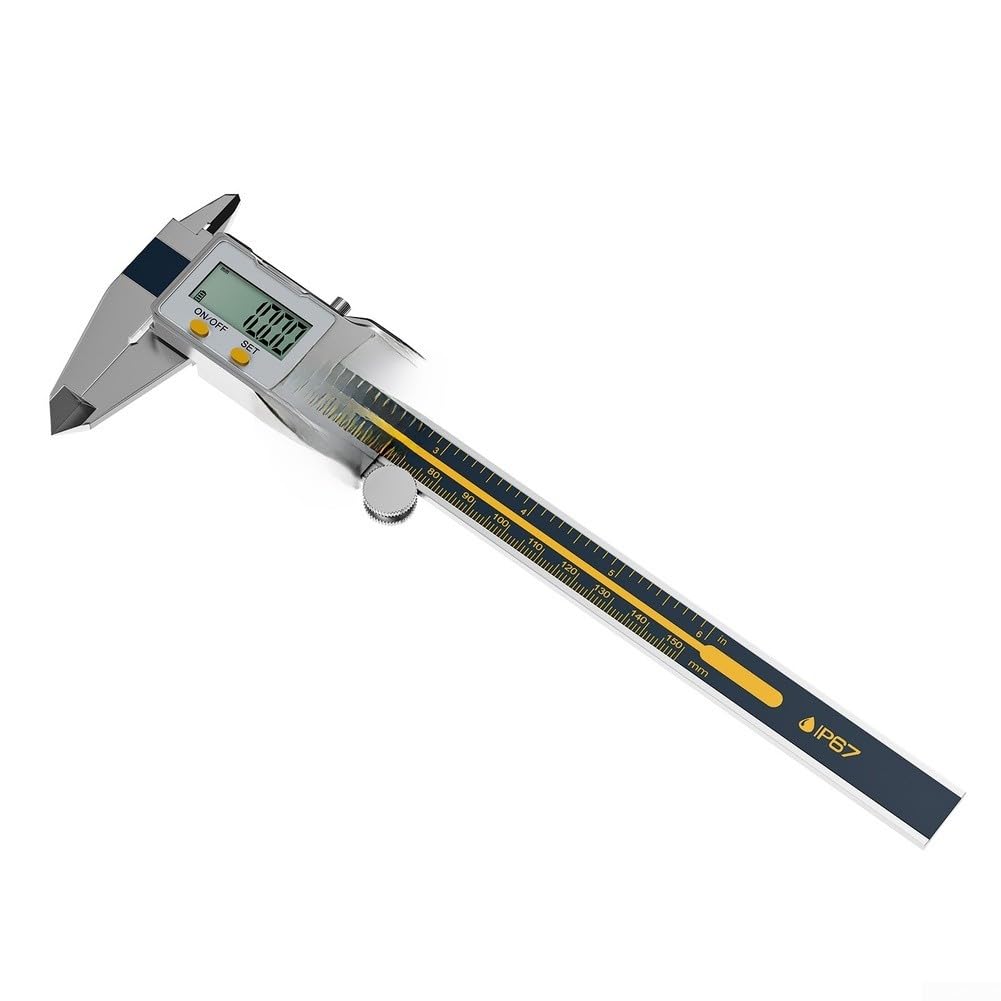 Calibro digitale impermeabile IP67, Vernier industriale in acciaio inossidabile con risoluzione di 0,01 mm, ampio display a LED, conversione mm/pollici per esterno interno