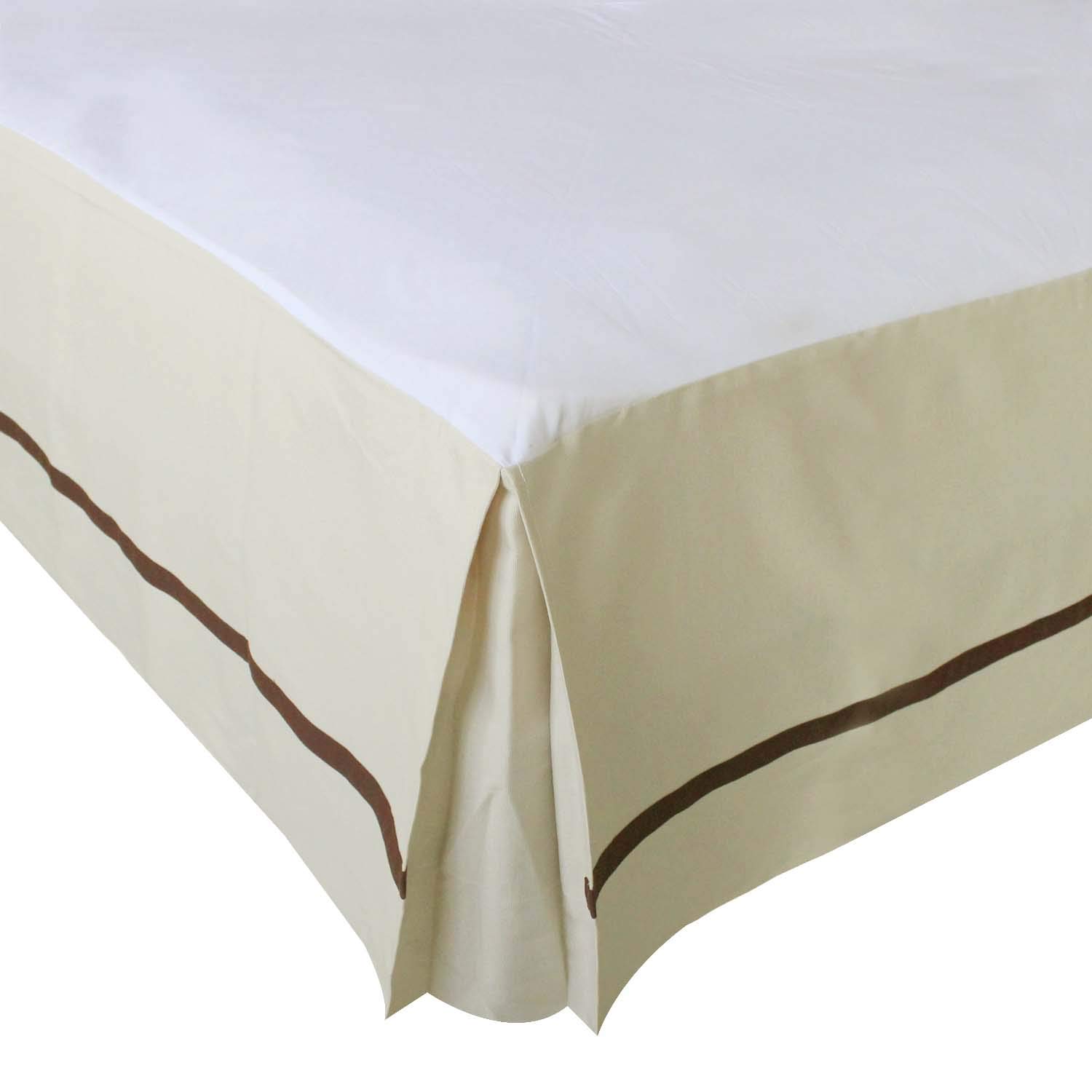 Gireshome Luxury Bed Skirt/Dust Ruffle?Cotton Canvas 15 inch Tailored Drop ? Wrinkle & Fade Resistant Linens (Beige, Queen)