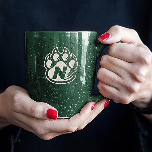 Image of Rico Industries NCAA Northwest Missouri State Bearcats Green Personalized 16 oz. Team Color Laser Engraved Speckled Ceramic Coffee Mug