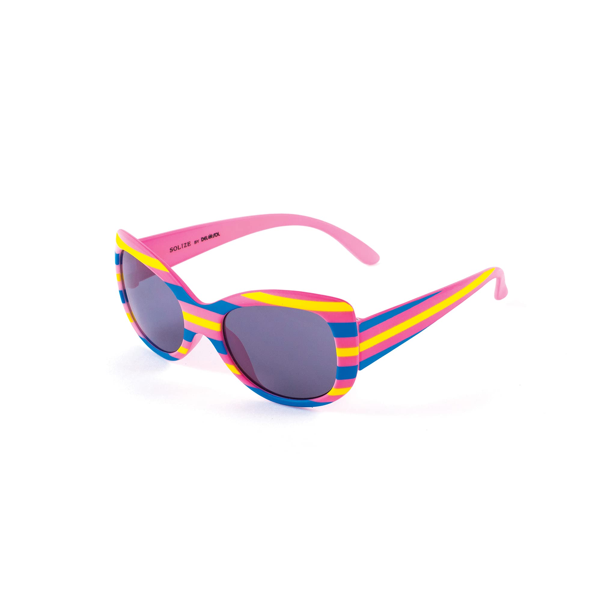 DelSol I0113292 Over The Rainbow Solize Sunglass for Kids44; White & Pink Striped