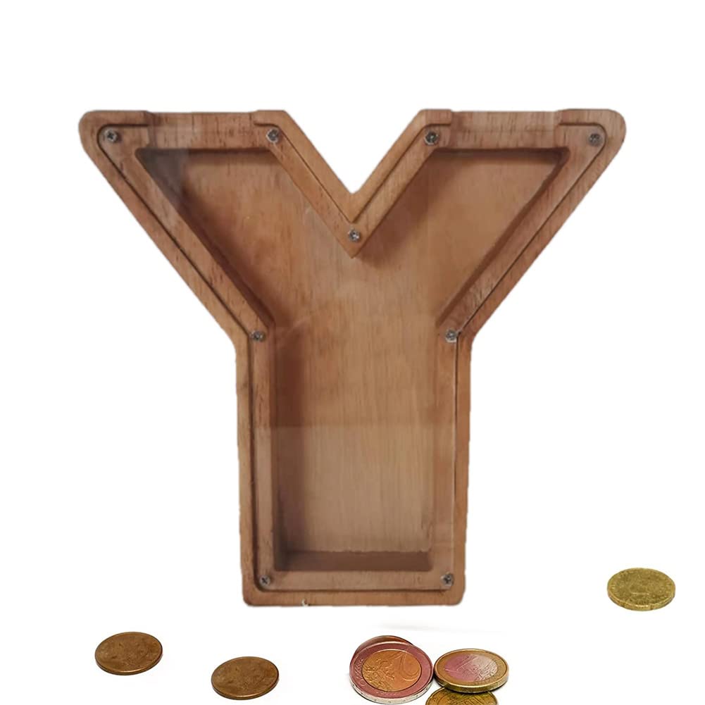 MOONASE Wooden Money Bank Personalized Letters Coin Bank Text Engraved Money Box Wooden Coin Bank ​Gift for Kids Christmas Birthday Gift Home