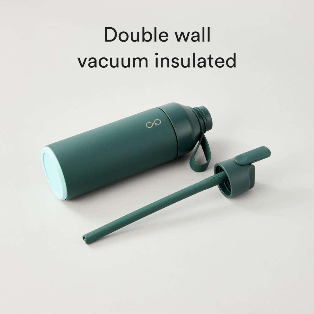 Ocean Bottle Go 17 oz | Stainless Steel Water Bottle | Reusable & Sustainable | Keeps Drinks Cold & Hot | Eco Friendly Gift (Forest Green) - Image 3
