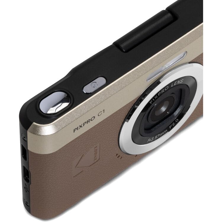 Kodak PIXPRO C1 Compact Digital Camera (Brown), 13MP Point and Shoot Camera for Selfies, Travel, Vlogging and Everyday Photos (C1-BN) + 32GB Card + Camera Bag + Cleaning Kit (7pc Bundle) - image 5