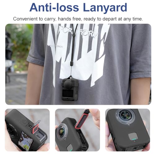 Image of ZORBES Silicone Cover Case for DJI Osmo 360, Soft Lens Cap Protector All-Round Protective Case for DJI Osmo 360 Accessories with Lanyards, Shockproof, Precision Fit, Set of 4Pcs