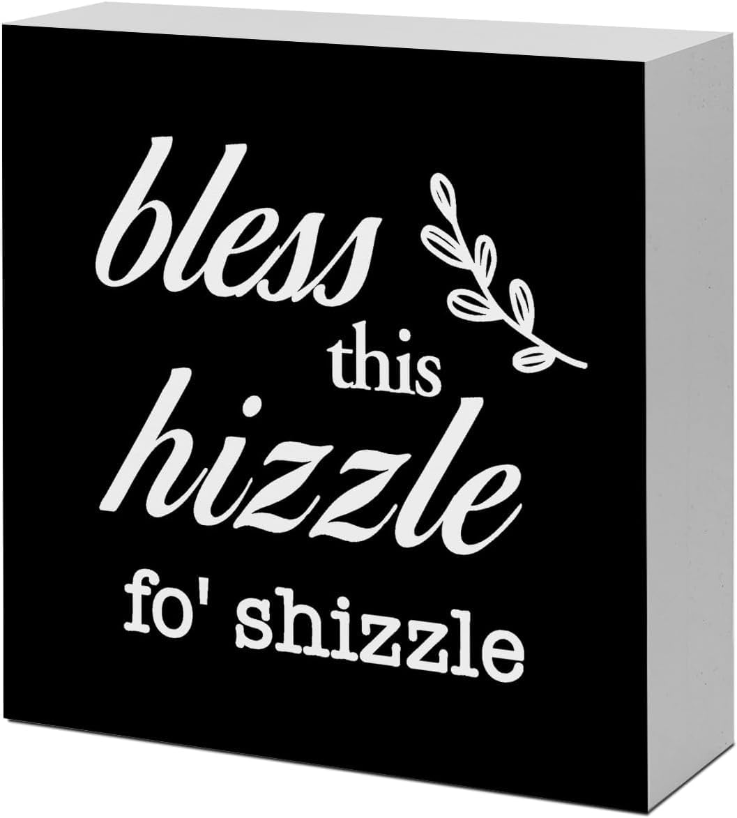 7x7 Inch Wooden Box Sign Funny Quote Black and White Desk Decor