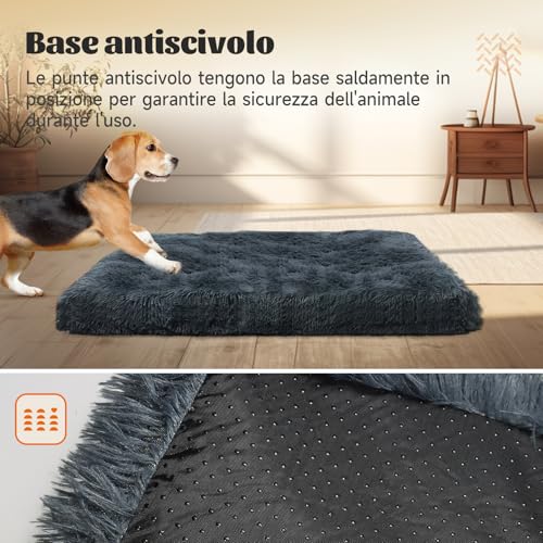 MDDK DY Hundebett, katzenbett, klein Hundekissen Waschbare, Flauschige Hundematte, Langer Plüsch, weiche Polsterung, multifunktional Hundekistenmatratze, Dunkelgrau,50x40x5cm