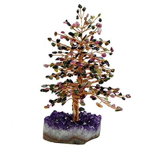 NYKK Ornamento de Escritorio Cristales Cristal Árbol Amatista Cluster Base Bonsai árbol del Dinero for la abundancia y la Suerte artesanías decoración