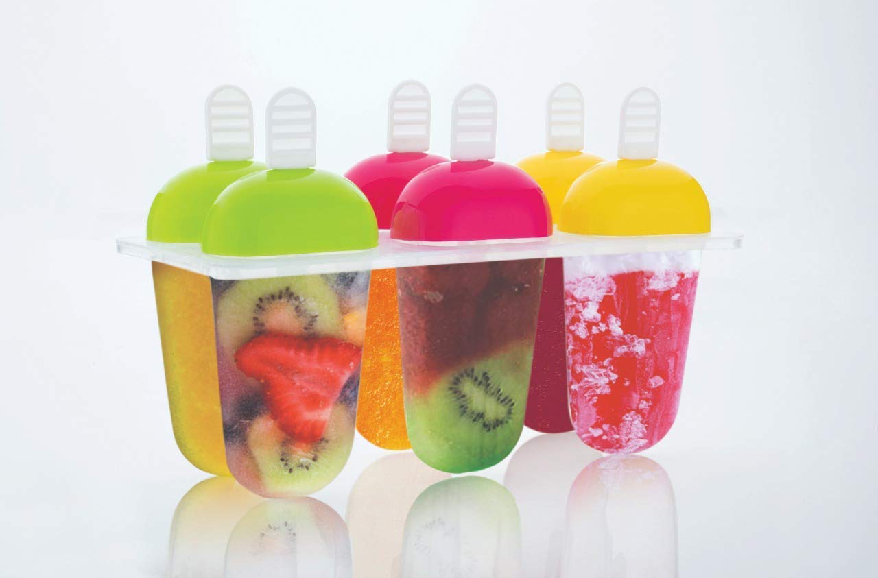 SHOPPERWORLD Plastic Reusable Popsicle Molds Ice Pop Makers Ice Pop Molds Kulfi Maker Mould, Candy Maker Plastic Popsicle Mold, Kids Ice Cream Tray Holder (6 Mould Multicolor)