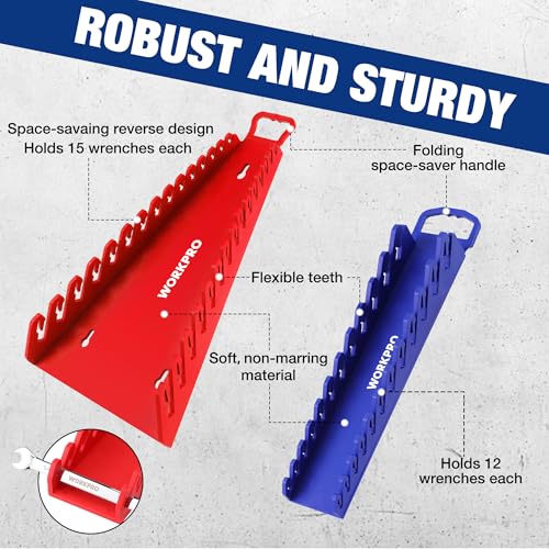 WORKPRO 4-Pack Magnetic Wrench Organizer