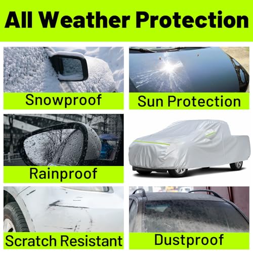 Image of Favoto Truck Car Cover Waterproof - Custom Fit for Toyota Tacoma (2016-2026) All Weather for Automobiles Outdoor with Reflective Stripe Snow Sun Dust UV Protection Pickup Vehicle Cover