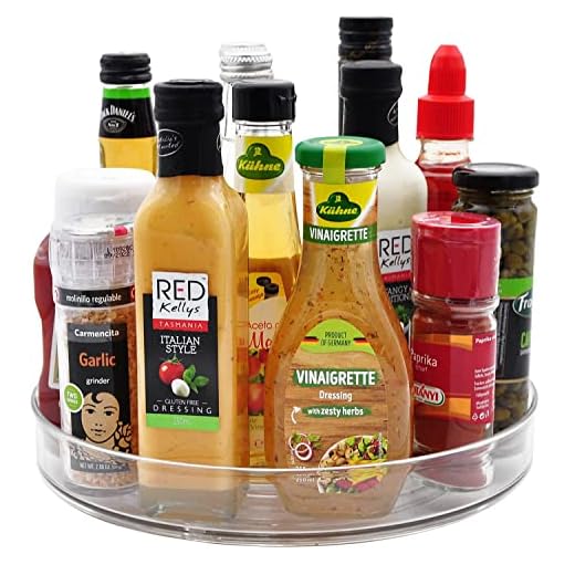 Large Lazy Susan Rotating Turntable Organizer - for Kitchen, Pantry, Cabinet, Dining Table, Fridge, Countertop，Vanity - Spinning Food Storage Container for Spices, Condiments- Clear，11 Inches （1 Pack）