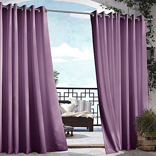 Noise Reducing Thermal Curtains Room Darkening Window Drapes For Living Room Balcony Patio Porch Door Pergola Cabana Gazebo Outdoor Grommet Top One Panel(Purple 52"X 63" 132Cm X 160Cm) #TOP4