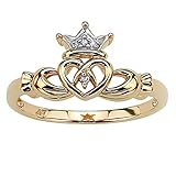 PalmBeach Jewelry Diamond Accent 10k Yellow Gold Traditional Celtic Symbol Claddagh Ring