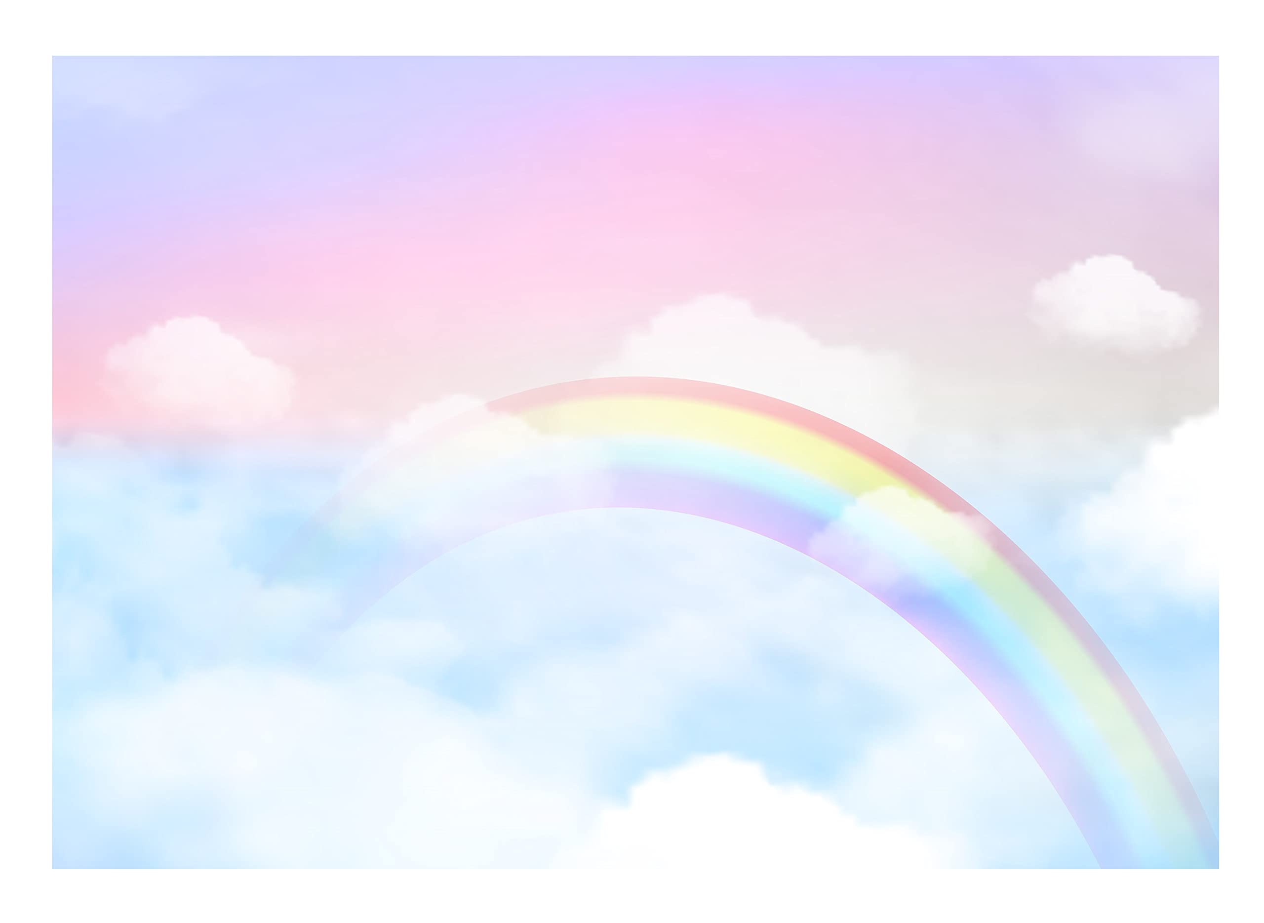 WallArena Carta Da Parati Moderna Fotografica Bambini Cameretta Arcobaleno Pastello - Include Colla - Design Carta per Camera Ragazza Fotomurali In Tessuto Non Tessuto TNT (368x254 cm - 4 Strisce)