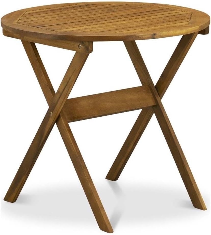 East West Furniture BMNTDNA Patio Furniture Outdoor Acacia Wood Round Coffee Table, 30x30 Inch, Natural Oil