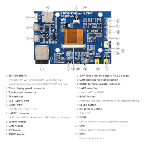 Carte ESP32-S3 pour developper des interfaces graphiques tactiles fluides - 6
