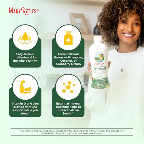 Image of MaryRuth's Liquid Nighttime Multimineral | NO Melatonin | Bedtime Routine | Magnesium Citrate | Calcium | Zinc | Vitamin D3 | Available in 4 Flavors | Vegan | Sugar Free | Gluten Free | 32 Oz