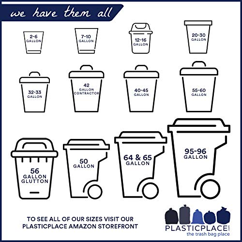 Plasticplace Custom Fit Trash Bags │ simplehuman (x) Code K Compatible (50 Count) │ White Drawstring Garbage Liners 10 Gallon / 38 Liter │ 24.4