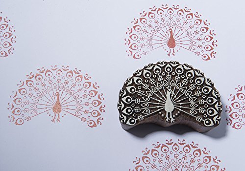 Blockwallah Beautiful Peacock Wooden Block Stamp