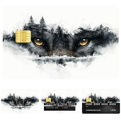Credit Card Skin Sticker, Wolf Eyes Design, 4 Styles, Waterproof, 3.34 x 2.12 inches