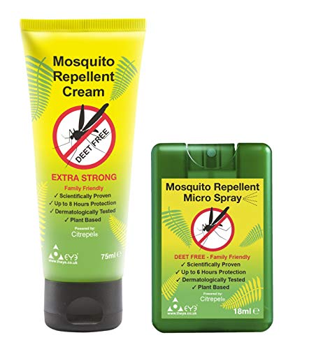 THEYE Natural Mosquito Repellent Cream and Micro Spray Combo Pack | DEET & Alcohol Free | Scientifically Proven | Family Friendly | Up to 8 Hr Protection