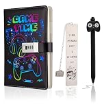 Candcamp Diary with Lock for Boys, Lockable Secret Journal with Password Game Themed Notebook with Pens Bookmark Set Educational Back to School Stationery Birthday Prensent for Kids