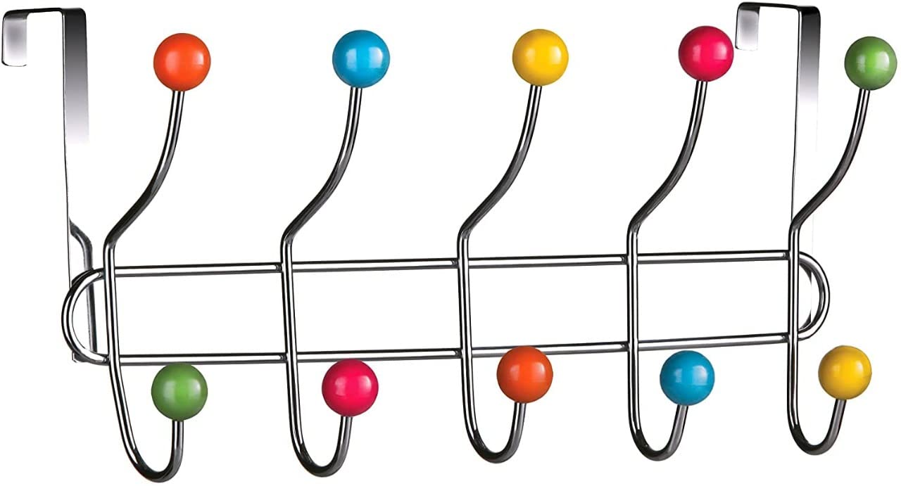 GREY LOOK Over Door Hooks Multi Color Plastic Over The Door Hanger/Hangers for Bedroom 10 Chrome Finish Hook Back of The Door Coat Hanger