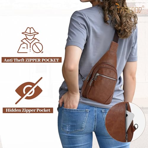 JASGOOD Anti Theft Small Sling Bag for Women Leather Fanny Packs Crossbody Bags Trendy Anti-Theft Sling Purse for Travel3