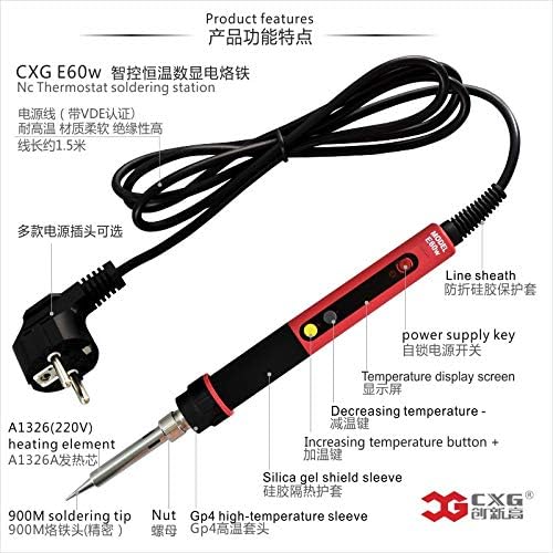 Soldering CXG E110W EU Plug Digital LCD Adjustable NC thermostat Electric soldering iron handle kit set Welding repair Better than 936d - (Color: G, Plug Type: US)