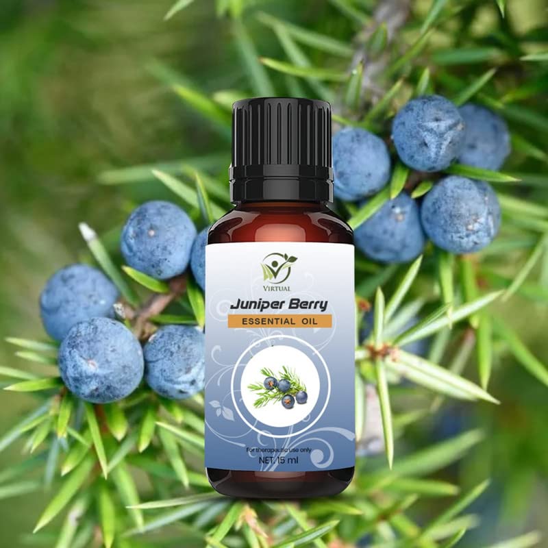 Image of VIRTUAL Juniper Berry Essential Oil For Hair & Skin Pure, Natural & Undiluted Oil For Aromatherapy Therapeutic Grade 15ML