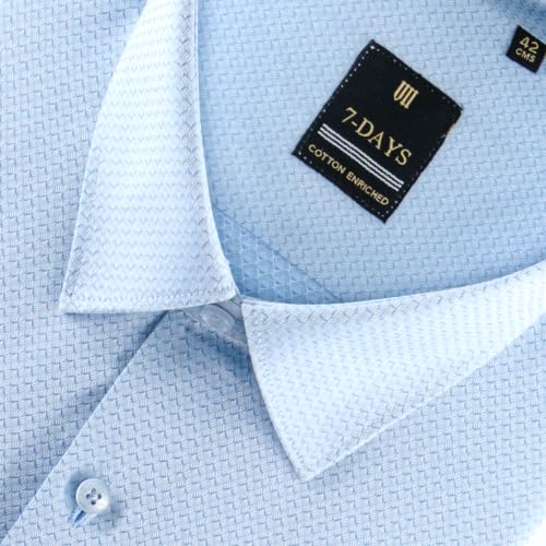 Image of 7-DAYS Premium Men's Formal Shirts - Cotton Rich, Textured Self-Design, Full Sleeve, Regular Fit, Wrinkle Resistant, with Pocket - Perfect for Office