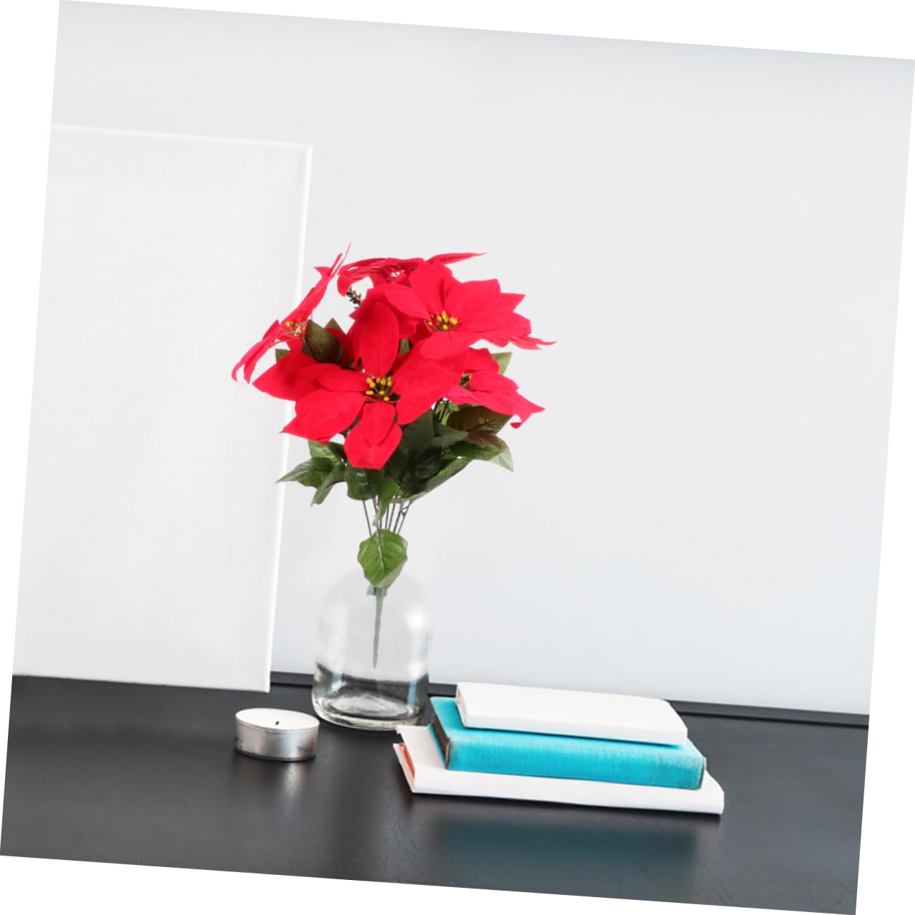 Cabilock 2 Piezas 1 Flor De Navidad Decoraciones Al Aire De La Natividad Decoraciones Navideñas para Exteriores Ramos De Novia Tallos De Poinsettia Falsos Rojo Franela Accesorios Boda